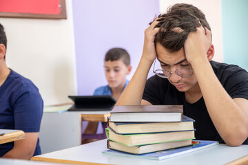 Student feeling frustrated due to the load of studying