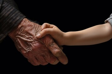 Fototapeta na wymiar Hands of grandfather and grandson