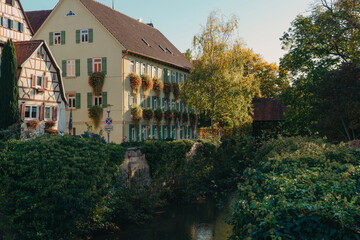 Old national German town house in Bietigheim-Bissingen, Baden-Wuerttemberg, Germany, Europe. Old Town is full of colorful and well preserved buildings.