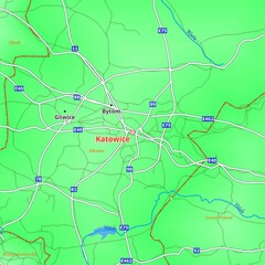 Illustrated Map of Katowice City in Poland