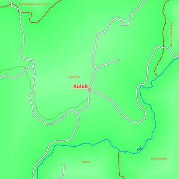Illustrated Map of Kulob City in Tajikistan