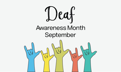 Deaf Awareness Month design with colorful hand sign. Vector illustration