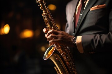 Obraz premium Man playing the saxophone.