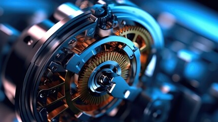 Obraz premium Gears in pocket watch, Background of the gear mechanism inside the watch.