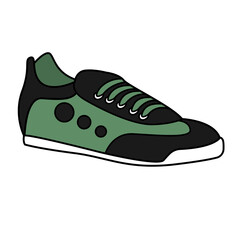 Green Sneaker Design Side View Shoes Pair Collection