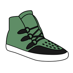 Green Sneaker Design Side View Shoes Pair Collection