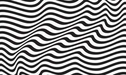 Obraz premium Background with wavy lines. Twisted duo tone backgrounds. Abstract pattern from lines, halftone effect. Black and white texture. Minimalist design template for poster, banner, cover, postcard. 
