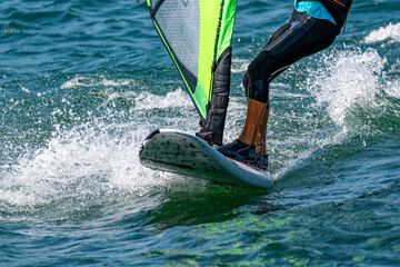 Windsurfing scene on Lake Como detail