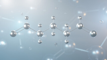 glutaraldehyde molecular structure, 3d model molecule, crosslinking agent, structural chemical formula view from a microscope