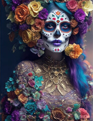 Pretty woman with make up day of the dead