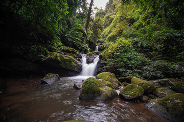 Fototapeta premium A gorgeous waterfall captured in long exposure, Thailand.