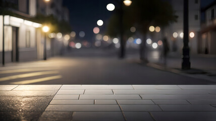 Blurred Urban Road in the Tranquil Night Scene