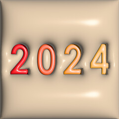 Abstract pattern with the inscription 2024 on a beige background