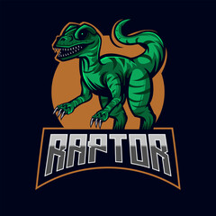Raptor E-sport Logo Design Template vector illustration