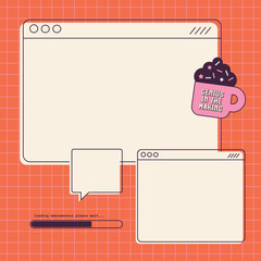 Genius in the making. Back to School computer themed Template. Three blank spaces to add text or pictures. Loading bar that reads loading awesomeness please wait.