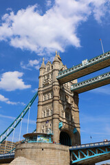 Tower Bridge is a Grade I listed combined bascule and suspension bridge in London, built between 1886 and 1894, designed by Horace Jones