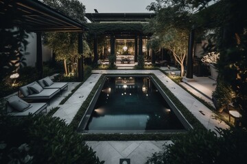 Opulent backyard with lavish amenities and stunning aesthetics. Generative AI