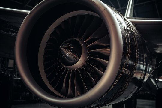 High-tech turbine engine powering a contemporary commercial aircraft. Generative AI
