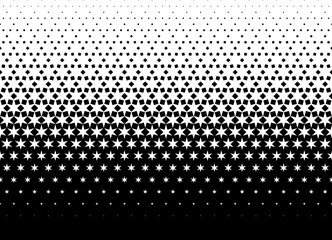 Geometric pattern of black figures on a white background.Seamless in one direction.Option with a AVERAGE fade out. Switching to black