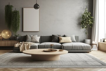 Minimalist Scandinavian mockup of modern living room. Generative AI