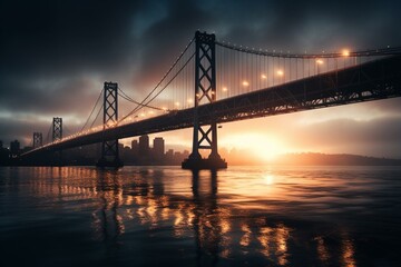Fototapeta na wymiar Famous bridge crossing San Francisco Bay. Generative AI
