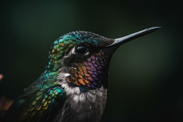 A detailed close-up of a hummingbird. Generative AI