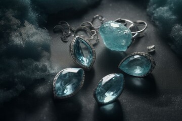 Aquamarine-inspired jewelry for March birthstone lovers. Generative AI