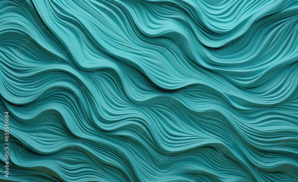 Poster abstract wavy background with smooth lines in turquoise colors