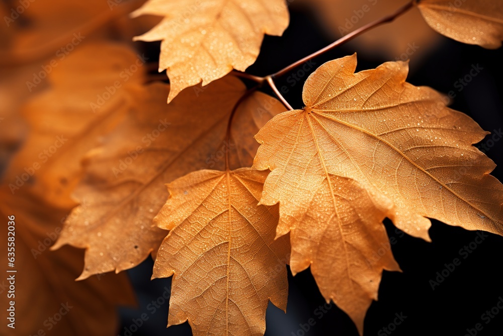 Poster autumn's splendor. close-up of colorful leaves. nature's artistry in every detail. captivating patte