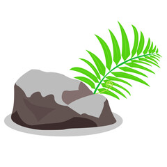 Fototapeta premium Illustration vector graphic of fern and stone on isolated white background. Fit for design elements, etc.