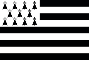 Breton flag, white and black. France region. Vector illustration - obrazy, fototapety, plakaty