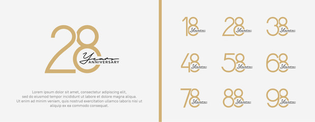 set of anniversary logo brown color on white background for celebration moment