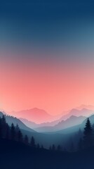 Misty gradient dark orange and blue dreamy forest atmosphere phone hd wallpaper, ai generated