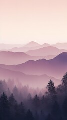 Obraz premium Misty gradient plum purple dreamy forest atmosphere phone hd wallpaper, ai generated