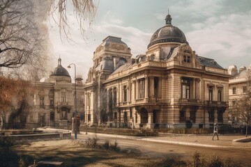 Fototapeta na wymiar Artistic depiction of notable Bucharest landmarks. Generative AI
