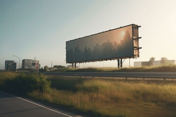 An empty billboard along the road. Generative AI