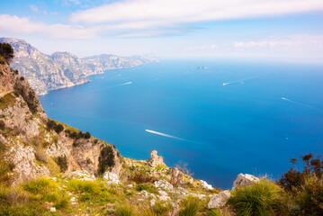 Scenic coastal landscape of Amalfi coast, Italy