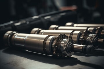 Advanced hydraulic cylinders demonstrating superior performance and highlighting the primary drive system. Generative AI