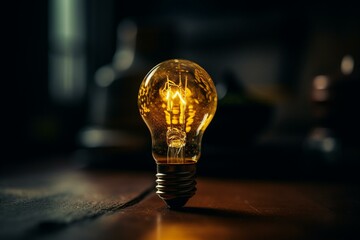 standout yellow lightbulb, unique idea, innovation. Generative AI