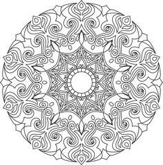 Mandala pattern for Coloring book. Mandala digital art Stencil stock illustration