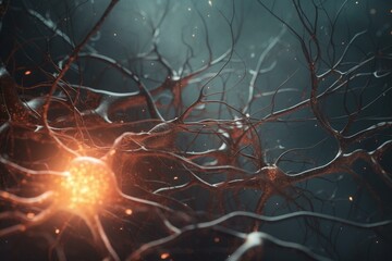 Illustration depicting nerve cells, myelin sheath, and neurons. Generative AI