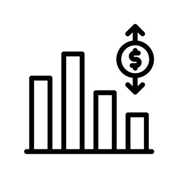 Market Fluctuation Icon, Sign, Symbol, Vector, Black