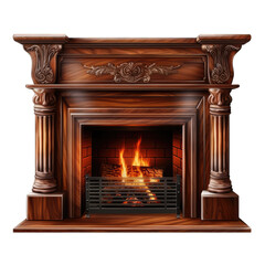 Obraz premium Burning classic fireplace. Luxury fireplace isolated on transparent background