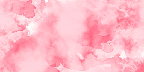 Fototapeta premium Pink sky with white clouds and blurred pattern background. Abstract watercolor red and white gradient background. Two-color gradient. Modern social media post background.