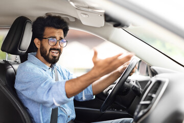 Angry indian man driver fighting on the road