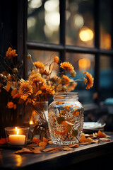 Warm and cozy autumn atmosphere, autumn themed background