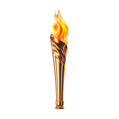 Torch with fire isolated on transparent background