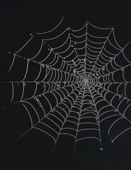 Arachnid Enigma: Spider Web Silhouette on Black Wall - Halloween Theme Dark Background