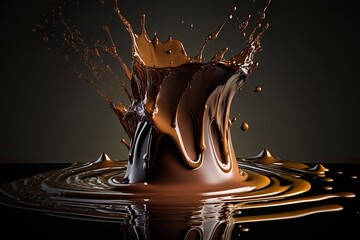 Liquid chocolate crown splash. Generative Ai