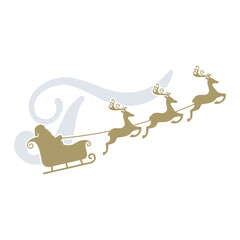 Santa Claus sky sledge, letter t